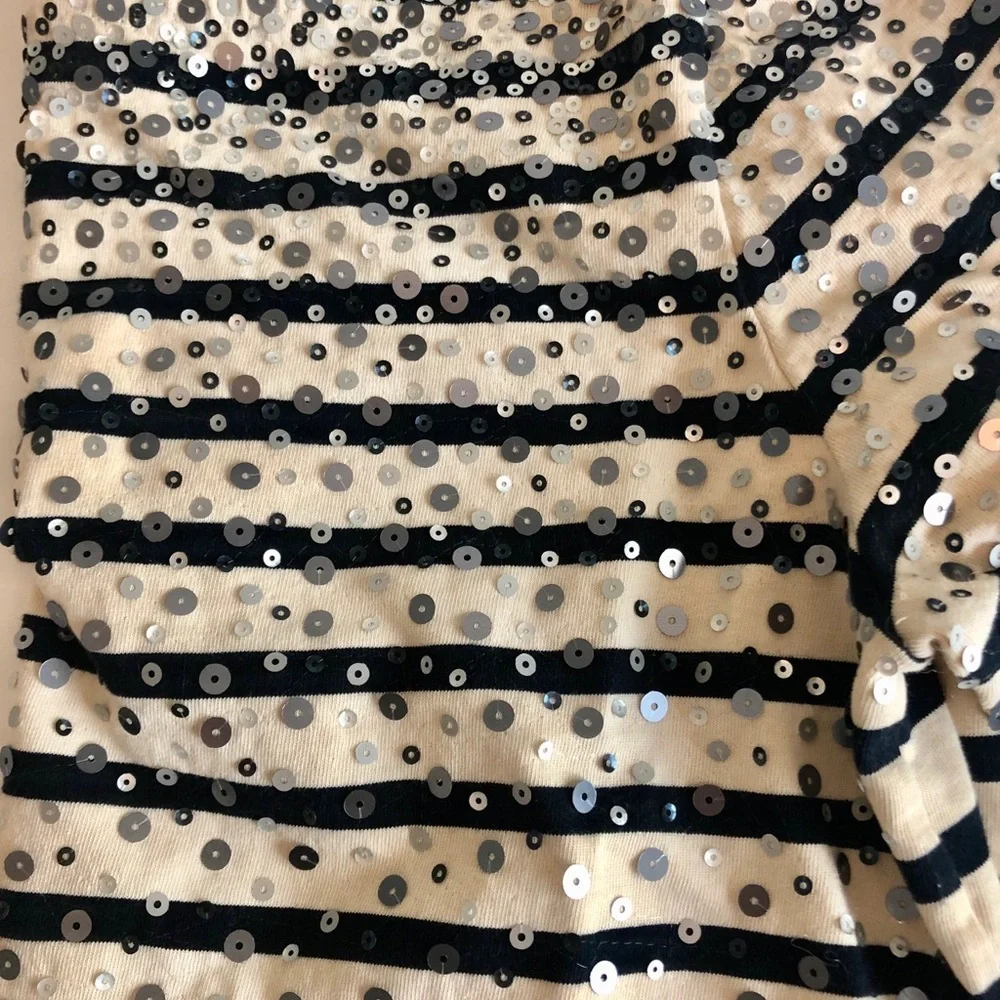 J Crew Factory 3/4” Striped Sequin Shirt - Picture 3 of 6